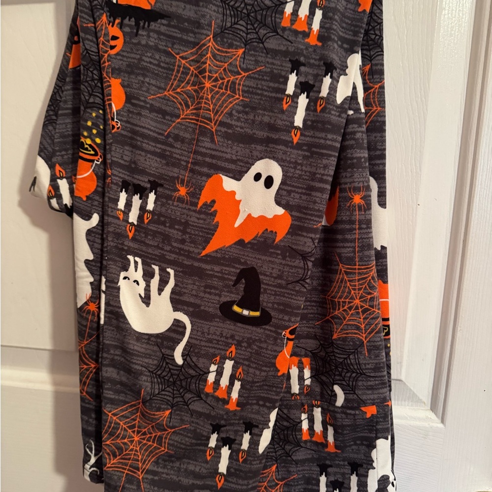 French Laundry Halloween Costume with Ghosts and Spiders - Gray and Orange